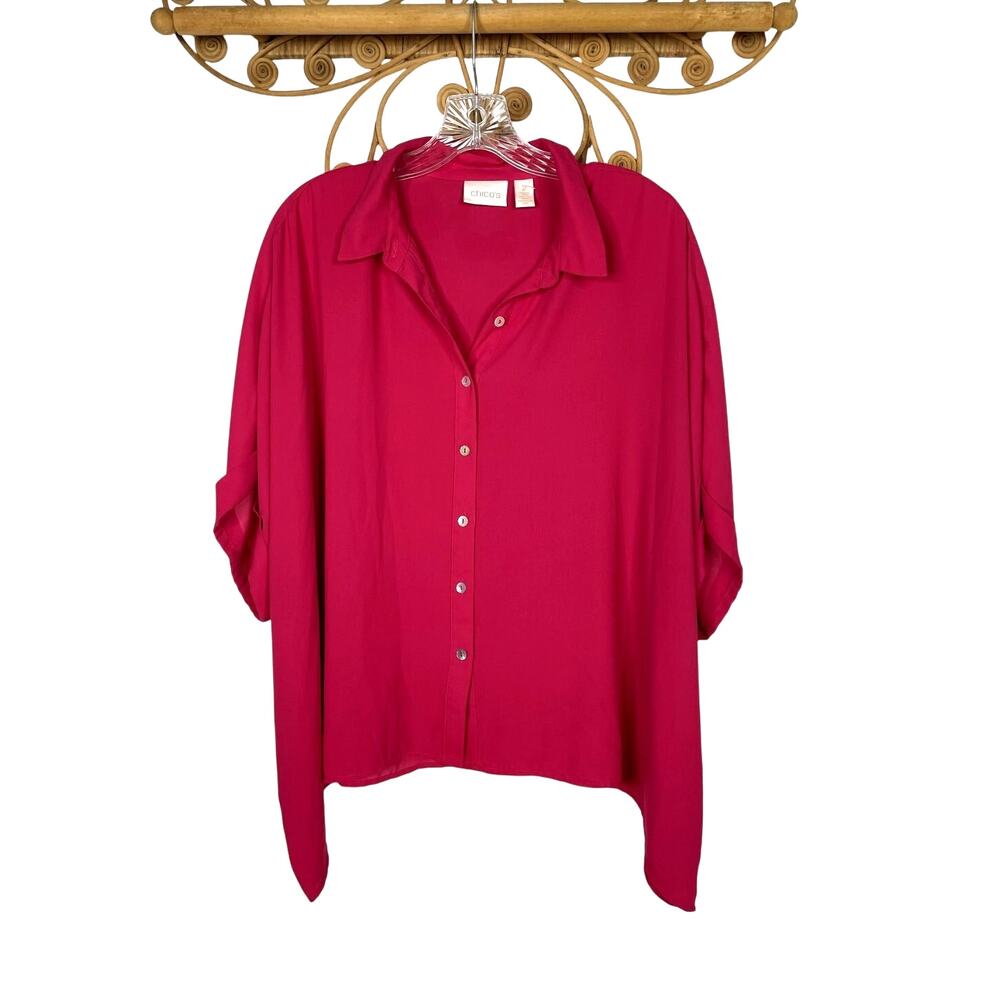 Chicos Gia Boxy Shirt Pink L